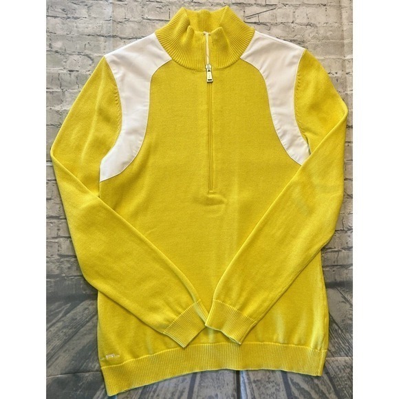 Ralph Lauren LRL Vintage Yellow White Sweater Women’s Size Large Mock Preppy EUC - Picture 2 of 11